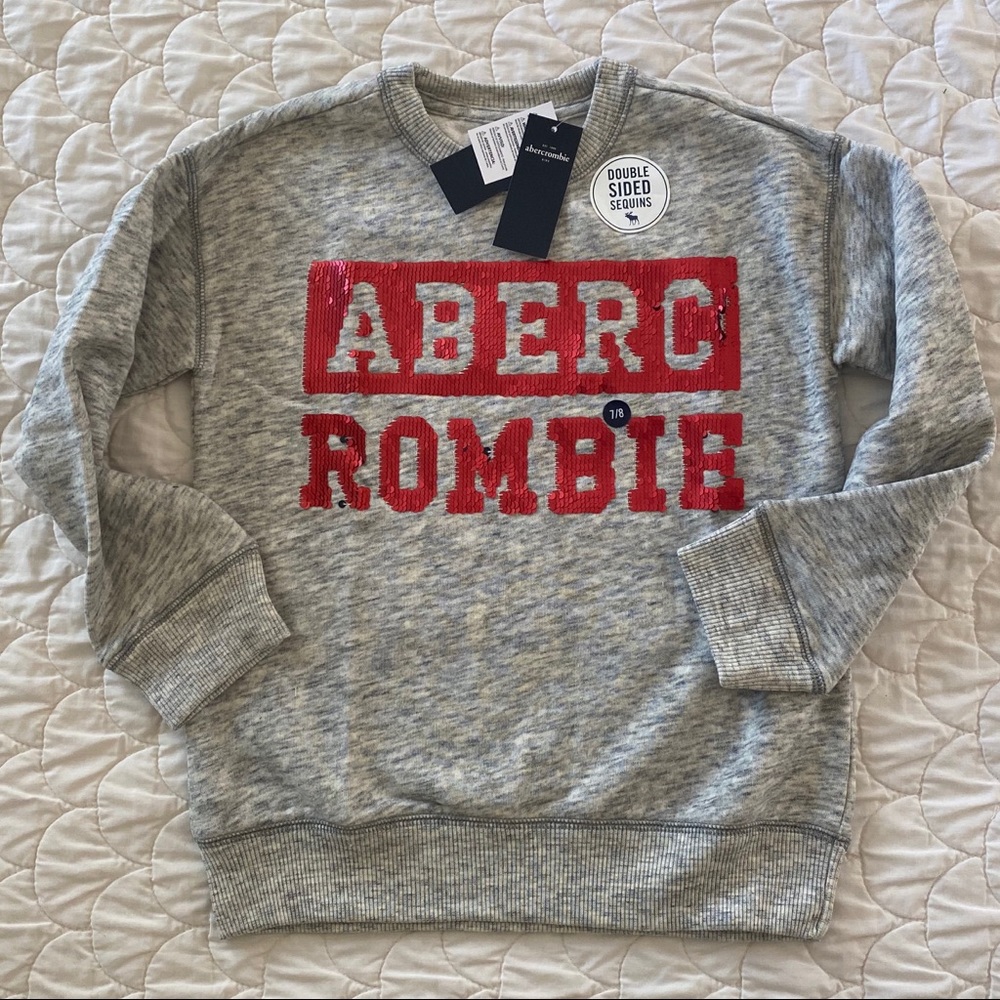 Abercrombie Kid 2 sided Sequin sweatshirt NWT 7-8
